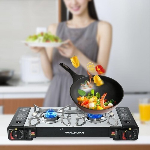 Portable double burner - portable, gas